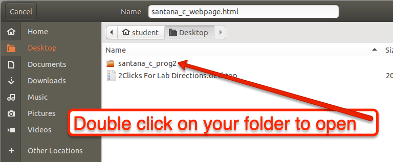 Double click on folder
