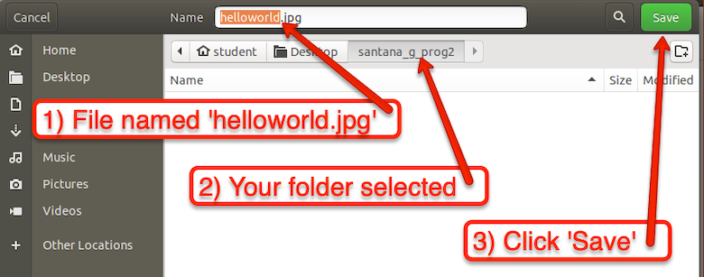 Save image into your folder as helloworld.jpg