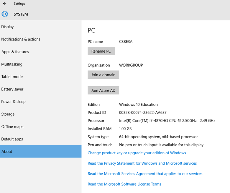 Windows 10 System Info